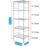 5-Wire Shelving Metal Storage Rack Shelves, Standing Storage Shelf Units for Laundry Bathroom Kitchen Pantry Closet(Silver,16.9L x 12.8W x 50.5H) Soywey