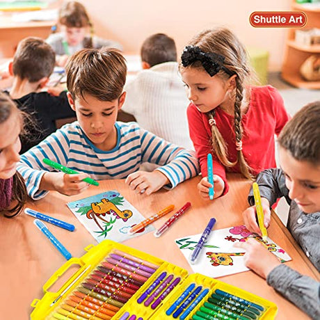 48 Colors Gel Crayons for Toddlers, Shuttle Art Non-Toxic Twistable Crayons Set with 1 Brush and Foldable Case for Kids Children Coloring, Shuttle Art