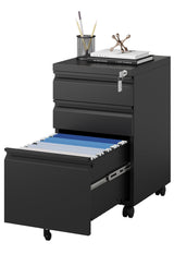 MIIIKO File Cabinet 3 Drawers on Wheels Under Desk, Metal Rolling File Cabinets with Lock for Home Office, Unassembled MIIIKO