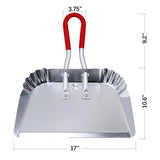TOP DOG Metal Dustpan 17”, Aluminum Dust Pans Heavy Duty Does not Chip or Bend Sheet Metal Edge Flat Against Floor for Small Item Sweeping Rubber TOP DOG
