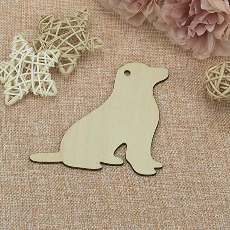 20pcs Wood Dog Cutouts DIY Craft Embellishments Little Puppy Unfinished Wood Gift Tags Ornaments for Wedding Dog Pet Party Christmas Decoration JANOU