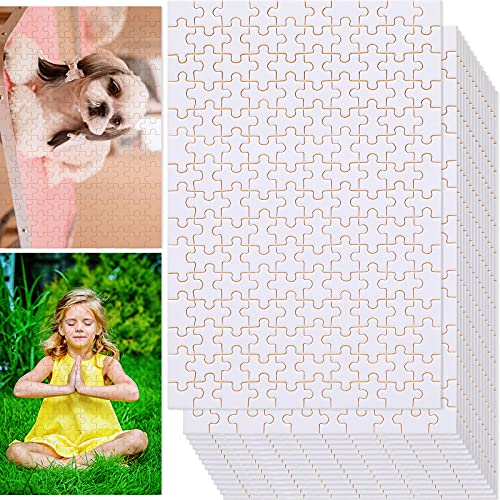 15 Sets Blank Sublimation Puzzle 150 Pieces of Each Set, Heat Transfer Printing Puzzle DIY Blank Jigsaw Puzzle White Transfer Puzzle Crafts for