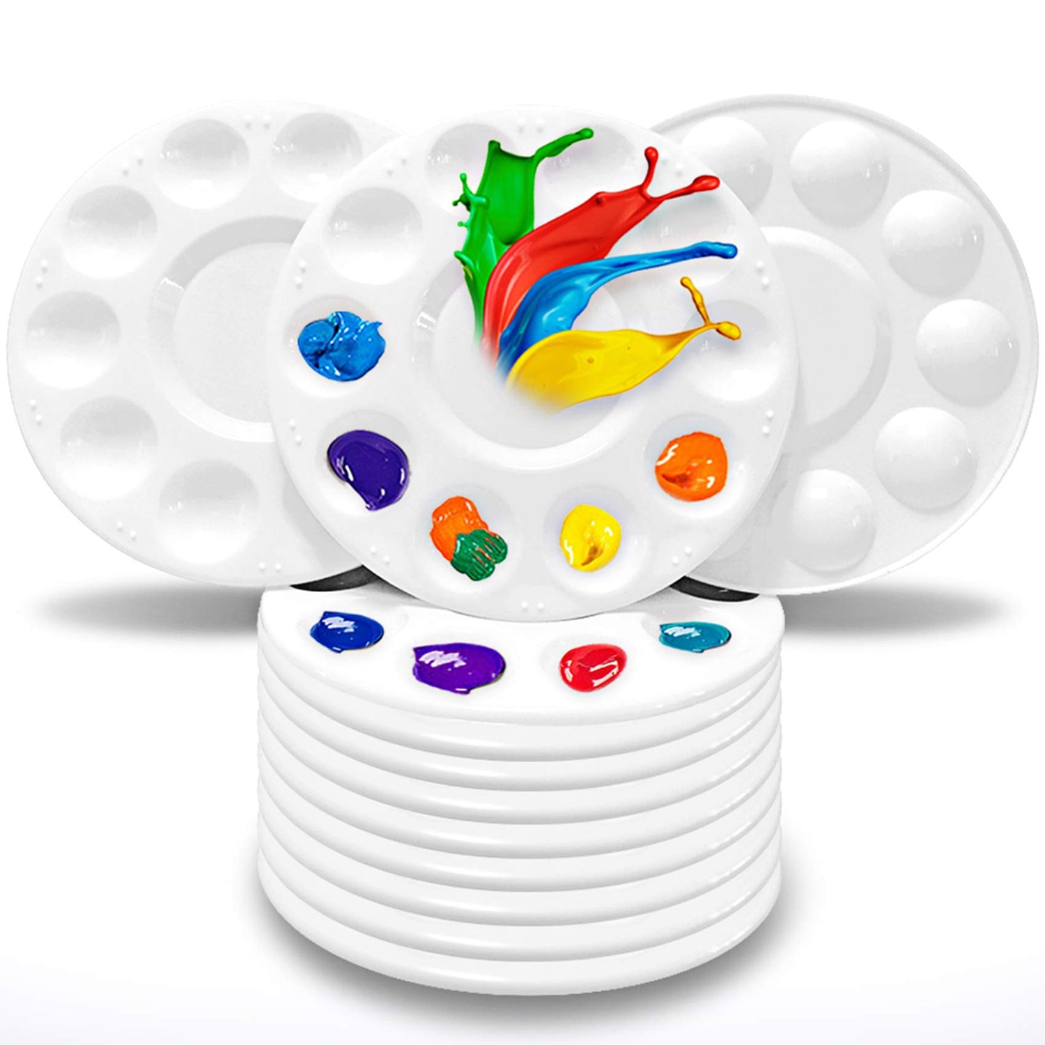Hulameda Paint Tray Palettes, Plastic Paint Pallets for Kids or Students to Paints on School Project or Art Class-12pcs Hulameda