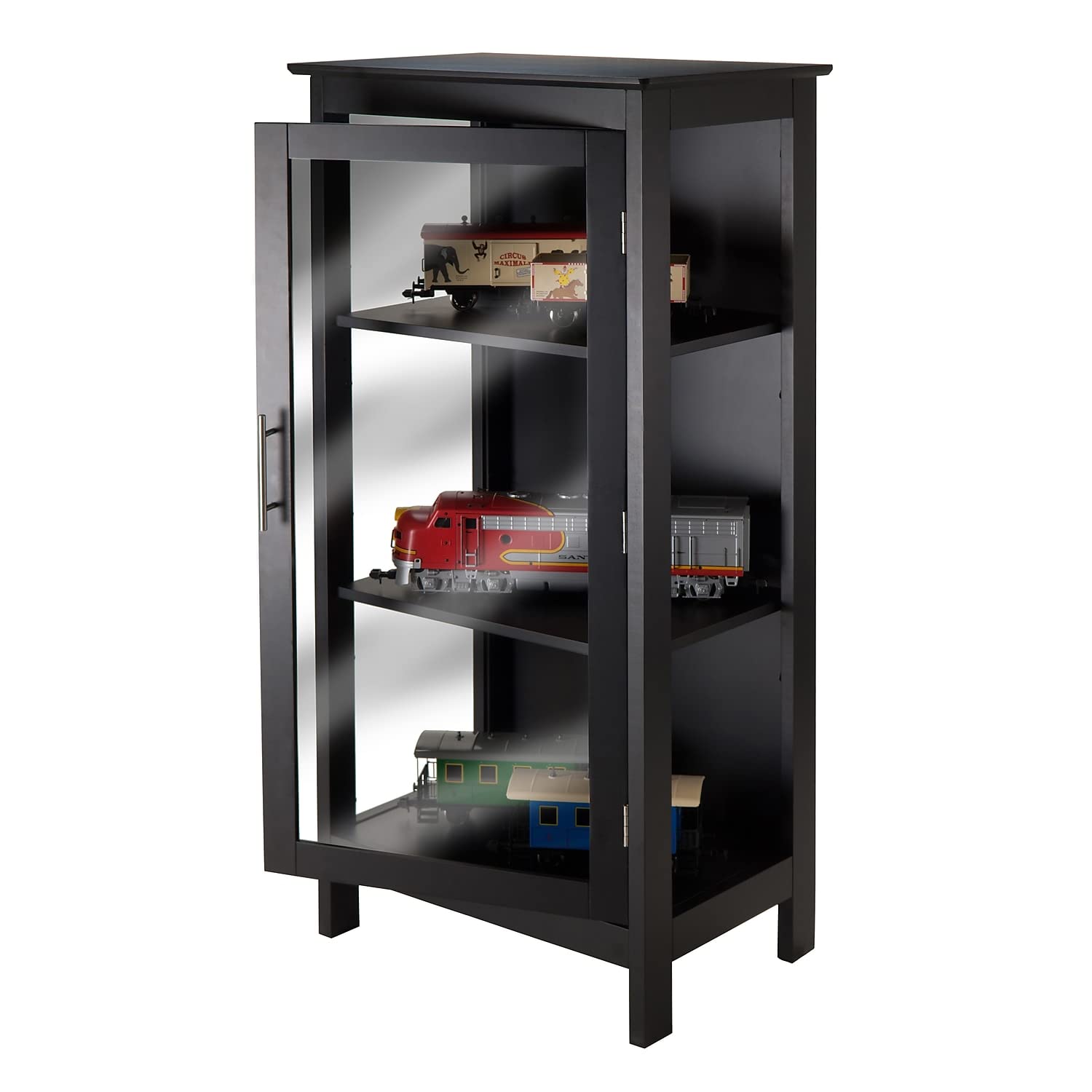 Winsome Poppy Display Cabinet with 3-Sided Tempered Glass, 47.2"H, Black (20523) Winsome