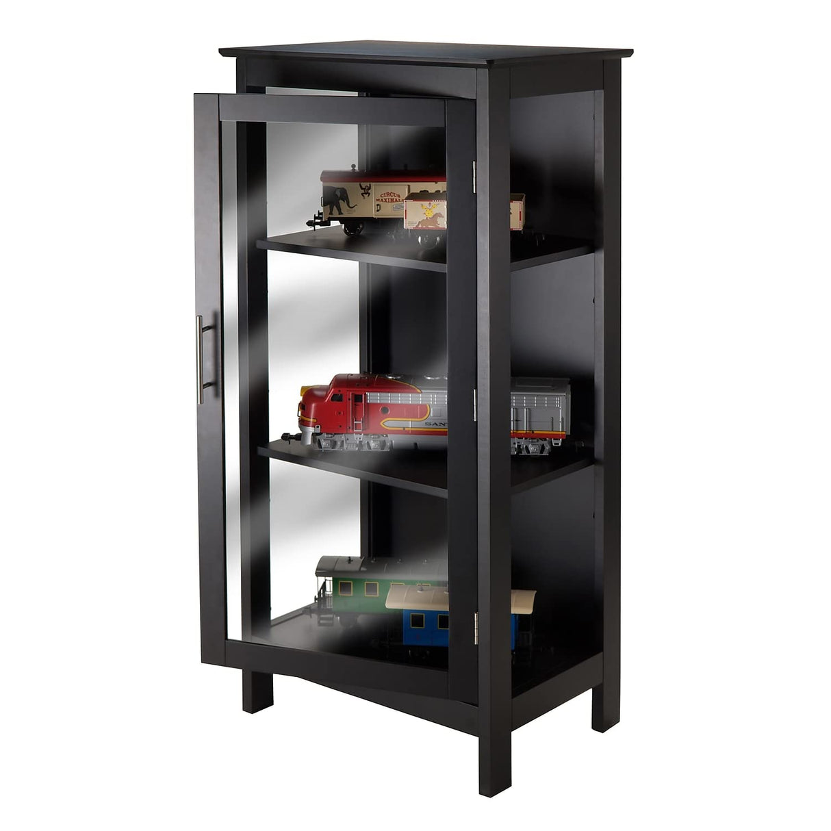 Winsome Poppy Display Cabinet with 3-Sided Tempered Glass, 47.2"H, Black (20523) Winsome