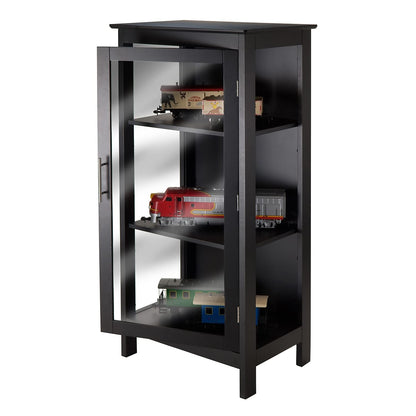 Winsome Poppy Display Cabinet with 3-Sided Tempered Glass, 47.2"H, Black (20523) - WoodArtSupply