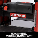CRAFTSMAN Planer, 15 Amp, For Benchtops, Two Knife Solid Steel Cutter Head (CMEW320) Craftsman