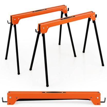 GOFLAME 2-Pack Folding Sawhorses, Portable Metal Saw Horses with Convenient Handle & Detachable 2 x 4 Support Arms, 1322 Lbs Weight Capacity of Per - WoodArtSupply