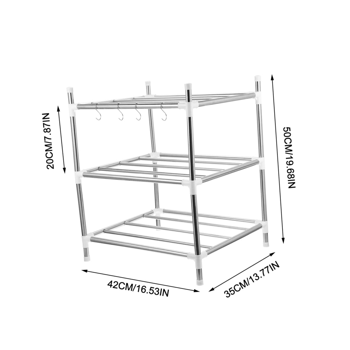 Garneck 1pc Kitchen Storage Rack Shelf for Kitchen Cabinets Steel Storage Countertop Shelf Organizer Three-Layer Shelf Cabinet Storage Shelf Rack Garneck