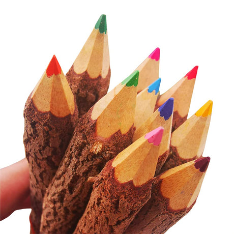 NUTTA - ASSORT COLORED, Branch & Twig Pencil, 12-PCs, Natural Wooden Pencils Wood Tree Rustic Twig Pencils Fun Pencil for Children and Family Wooden NUTTA