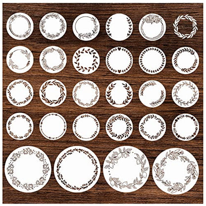 Wreath Stencil Floral Stencils for Painting Craft Round Leaf Flower Garland Stencil for Wood Burning Projects Small Farmhouse Drawing Paint Stencils