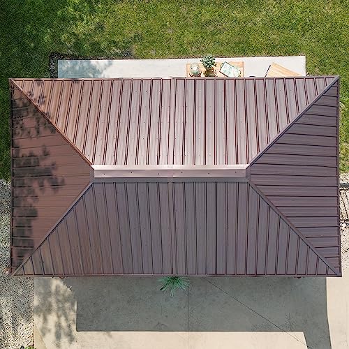 Backyard Discovery Barrington 20 ft. x 12 ft. All Cedar Wood Carport Pavilion Gazebo, Shade, Rain, Hard Top Steel Metal Roof, All Weather Protected, Backyard Discovery