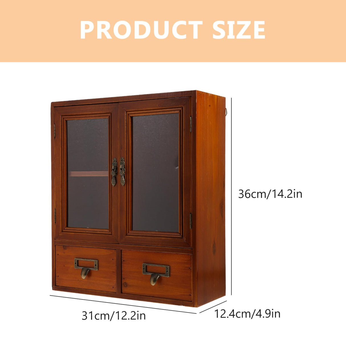 Rustic Wooden Wall Storage Cabinet - Vintage Style Hanging Organiser for Kitchen or Bathroom Holibanna