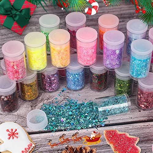 Holographic Chunky and Fine Glitter Mix, 45 Colors Festival Sequins & Glitter Powder, Iridescent Glitter Flakes, Cosmetic Face Body Eye Hair Nail Art - WoodArtSupply