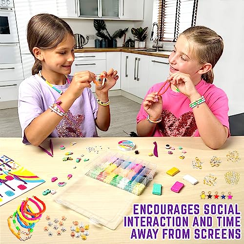 GirlZone Good Vibes DIY Jewelry Kit, Girls Jewelry Making Kit with Fun Beads, Girls' Jewelry Tools and Clay to Make Charms, Great Charm Bracelet Kit GirlZone