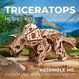 UGEARS Triceratops Dinosaur Wooden Model Kit - 3D Wooden Puzzle for Adults - 1:32 Scale Mechanical Wooden Dinosaur Model - DIY Dinosaur 3D Puzzle UGEARS
