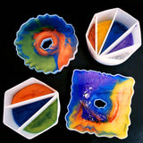 4 Pack Split Cups for Paint Pouring + 2 Pcs Stir Stick, Silicone Paint Pour Cup Resin with 2-5 Channels Dividers Pouring Painting Tools for DIY IOUALEY