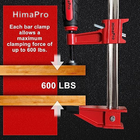 HimaPro 6 Inch Bar Clamp Set, 4 Pack 600 lbs Load Limit Medium Duty Quick Release Steel F Clamp, Ideal for Woodworking, Metalworking, and DIY HimaPro
