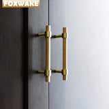 foxwake Wood and Brass Dresser Handles 0~3 Inch Double Hole 4Set Adjustable Center to Center Euro Scandi-Modern Kitchen Cabinet Pull, Unfinished DIY foxwake