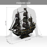 3D Puzzles for Adults - Led Pirate Ship Queen Anne's Revenge - Large 27'' Sailboat Hard Puzzles - Desk Decor House Warming Gifts New Home - CubicFun