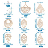 80pcs Natural Unfinished Wooden Earring Pendant 8 Styles Undyed Filigree Round Teardrop Blank Cutout Wood Dangle Earrings Kit with Jump Rings & Fish EEE ELECRELIVE
