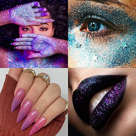 Ultra Fine Glitter 36 Assorted Colors Set, Holographic Glitter Powder for Tumblers, Slime Epoxy Resin Arts and Crafts Glitter, Iridescent Cosmetic Linwulte