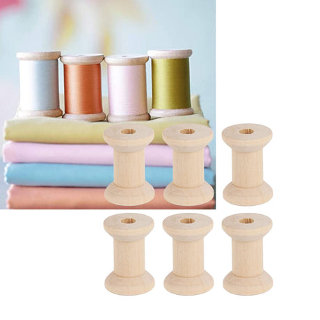 50PCS Hourglass Wooden Spools, Wooden Spools for Crafts, Unfinished Empty Thread Spool, Wooden Ribbon Spools Empty Wooden Thread Spools for Arts and HERCHR