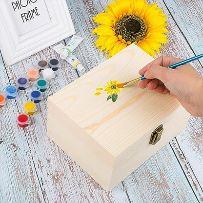 Large Unfinished Wooden Box with Hinged Lid Unfinished Wooden Storage Box 10.6 x 8 x 5.7 Inch Wood Box Unfinished Large Keepsake Box for Jewelry, Art