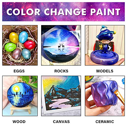 Shuttle Art Color Change Acrylic Paint Set, 16 Colors Chameleon Colors Acrylic Paint in Bottles (60ml/2oz), Non-Toxic for Artists, Beginners and Kids Shuttle Art