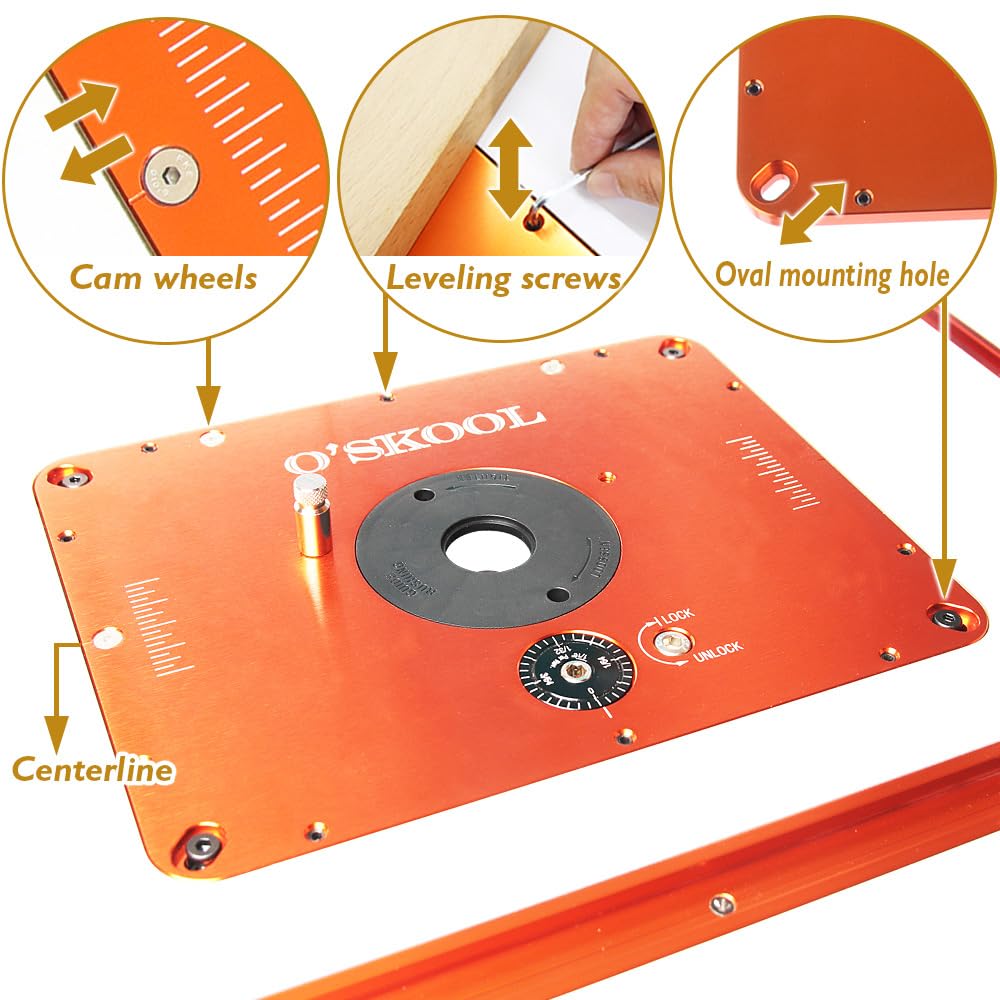 Router Lift Systems for 4.2" Diameter Motors, 9-1/4'' x 11-3/4'' Plate 5-Piece Insert Ring Kit - WoodArtSupply