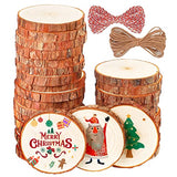 Natural Wood Slices, 30 Pcs 3.1"-3.5" Unfinished Wood Craft Kit, Predrilled Wooden Circles with Hole Crafts Christmas Ornaments DIY Crafts Boqin