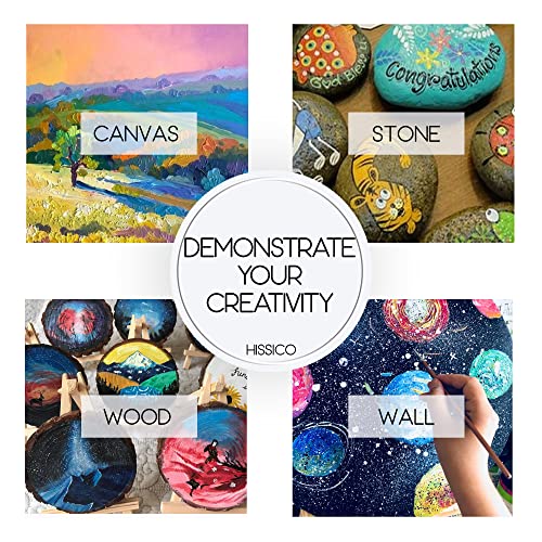 Acrylic Paint Set of 54 Colors 2fl oz 60ml Bottles with12 Brushes,Non Toxic 54 Colors Acrylic Paint No Fading Rich Pigment for Kids Adults Artists HissiCo