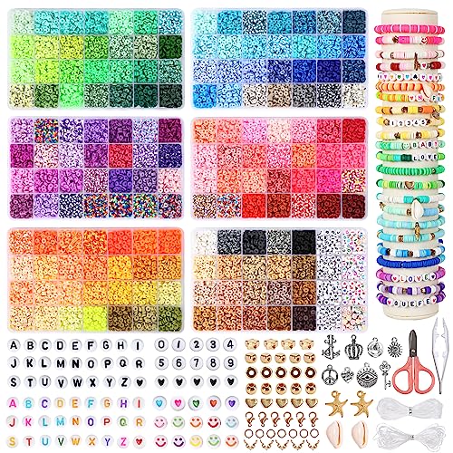 Quefe Clay Beads, 20000pcs, 160 Colors, Clay Bead Bracelet Making, Flat Round Polymer Heishi Beads Kit, DIY Craft Jewelry Making Gifts QUEFE