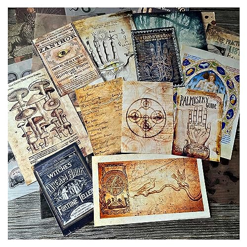 Vilikya Dark Academia Junk Journal Supplies, Vintage Skull Decoupage Paper for Scrapbook Kit, 45pcs Astrology Ephemera for Junk Journals, Mushroom - WoodArtSupply