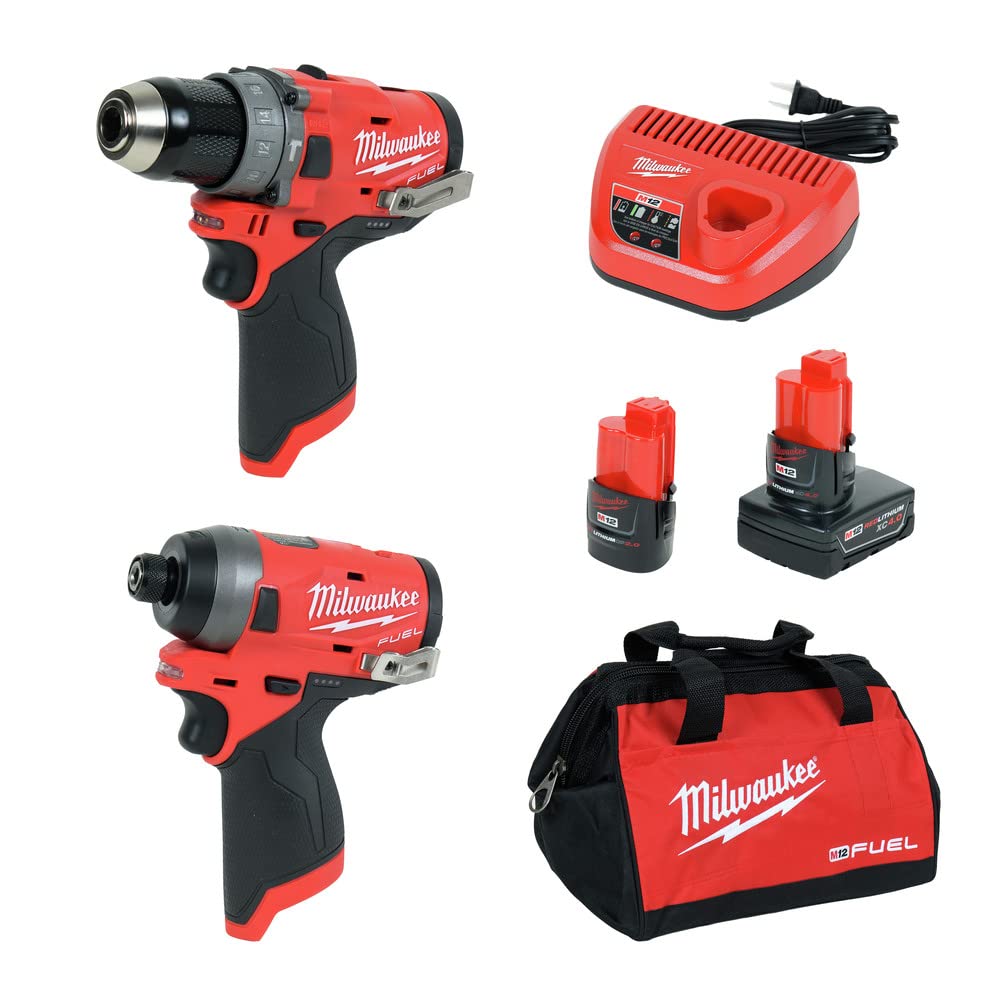 Milwaukee Electric Tools 2598-22 M12 Fuel 2 Pc Kit- 1/2" Hammer Drill & 1/4" Impact Milwaukee
