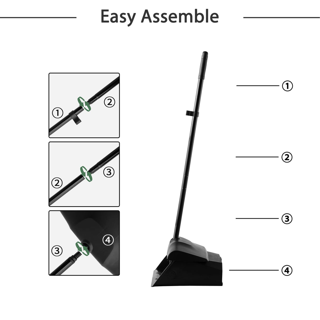 Eyliden Commercial Angle Broom and Dustpan Combo, with Long Handle, Lobby Dust Pan Sweep Set for Outdoor Garages Courtyard Sidewalks Decks Indoor Eyliden