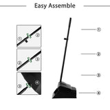 Eyliden Commercial Angle Broom and Dustpan Combo, with Long Handle, Lobby Dust Pan Sweep Set for Outdoor Garages Courtyard Sidewalks Decks Indoor Eyliden
