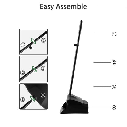 Eyliden Commercial Angle Broom and Dustpan Combo, with Long Handle, Lobby Dust Pan Sweep Set for Outdoor Garages Courtyard Sidewalks Decks Indoor