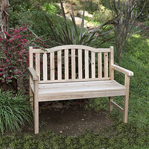 Shine Company 4212N Belfort II Garden Wood Patio Bench – Natural - WoodArtSupply