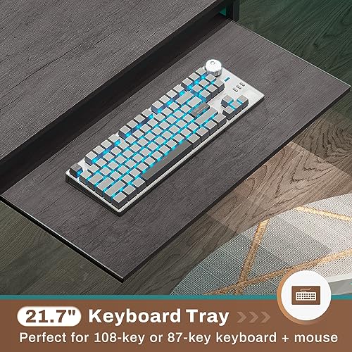 SEDETA L Shaped Gaming Desk, Convertible 96" Home Office Desk or Corner Desk, L Shaped Desk with Power Outlets & LED Strip, Monitor Stand, Keyboard SEDETA