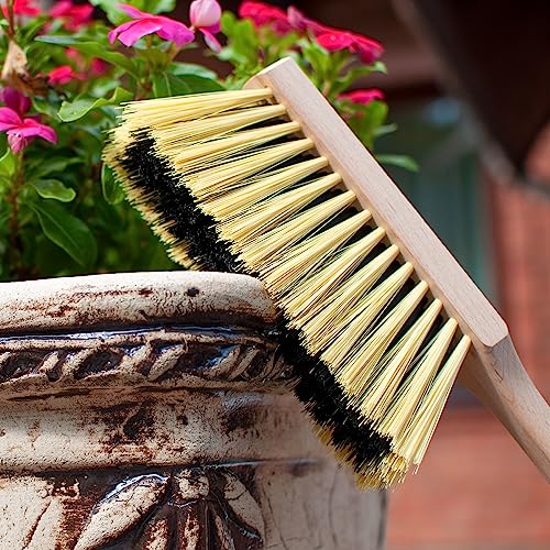 14.2" Hand Broom Medium-Soft Bristles Cleaning Brush, Bench Brush with Wooden Handle, Hand Brush for Professional and Domestic Use, Shop Brush, - WoodArtSupply