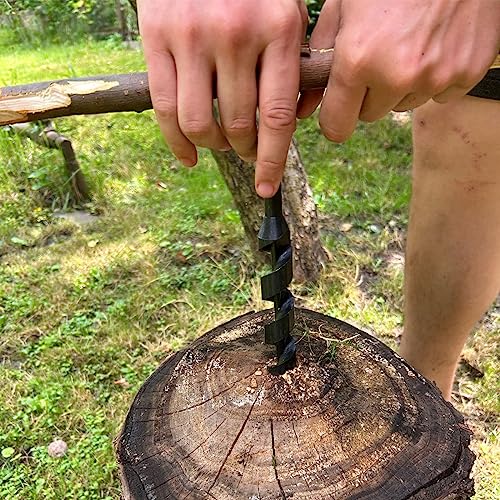 4 Pcs Hand Auger Wood Drill,Bushcraft Gear Hand Auger Drill Survival Tools Scotch Eye Wood Auger Hand Drill Bushcraft Auger Tool for Akorbom