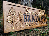 Rustic Wedding Signs Wood Wall Art Personalized Couples Gift Ideas Family Last Name Custom Name Sign Lakehouse Hunting Lodge Home Decor Tree Carved 3D Woodworker