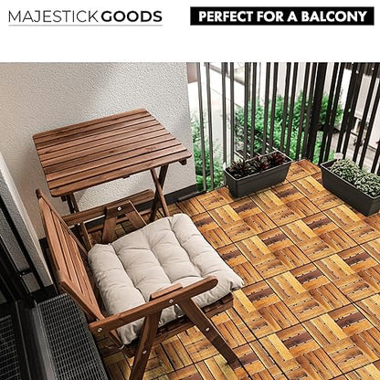 Interlocking Deck Tiles 12 x 12 Acacia Hardwood Outdoor Flooring for Patio | Snap Together Wood Flooring | Floor Decking Tile - Balcony Flooring