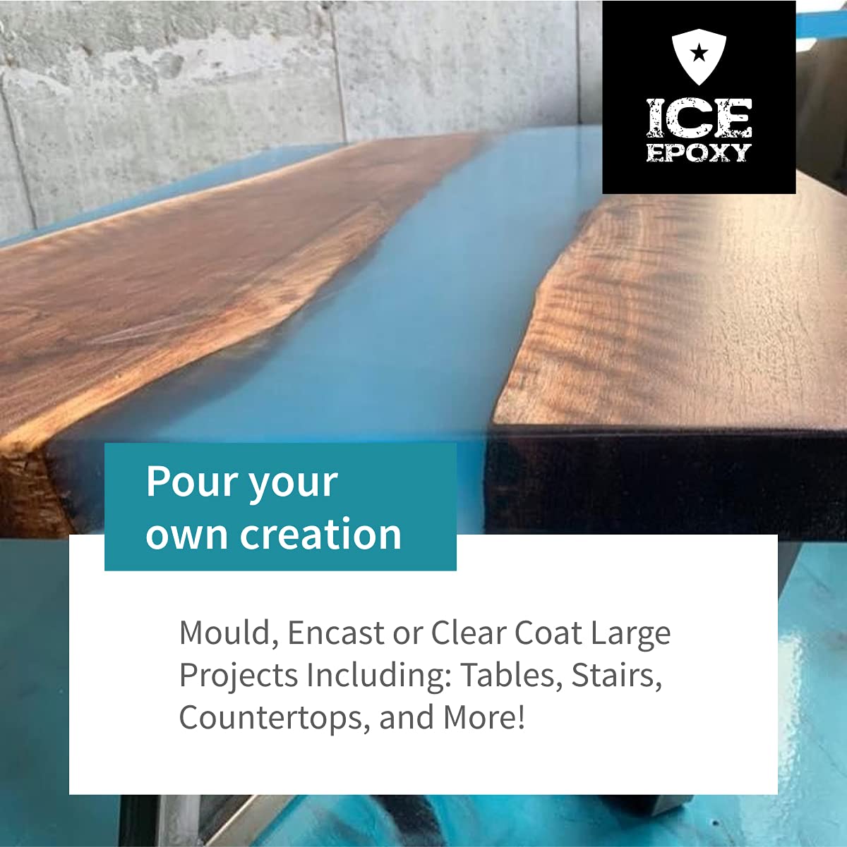 ICE EPOXY IceCast Deep Resin Epoxy | Crystal Clear | High Gloss Clear Shine | Ideal for 1-4 inches Deep Projects - Deep Pour Epoxy, River Tables & Castings | 2 Part 3 Gallon Resin Kit 2:1 Ratio