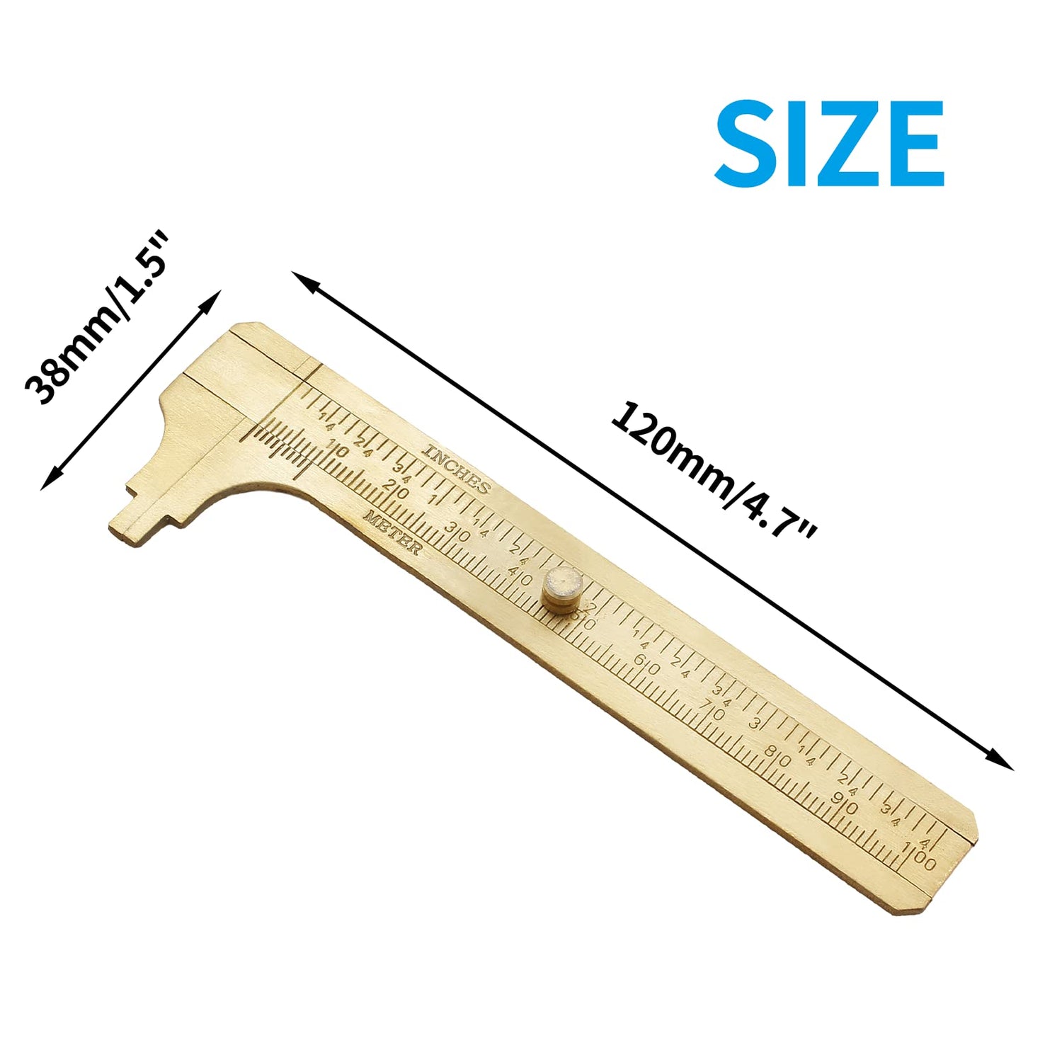 Kyuionty Brass Pocket Vernier Caliper Ruler, Sliding Gauge Mini Vernier Caliper Double Scales MM/Inch Measuring Tool (100mm) Kyuionty
