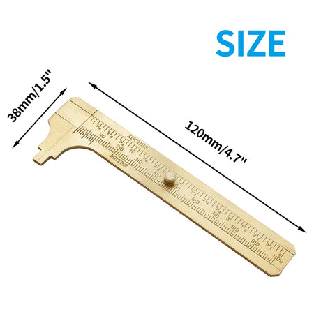 Kyuionty Brass Pocket Vernier Caliper Ruler, Sliding Gauge Mini Vernier Caliper Double Scales MM/Inch Measuring Tool (100mm) Kyuionty