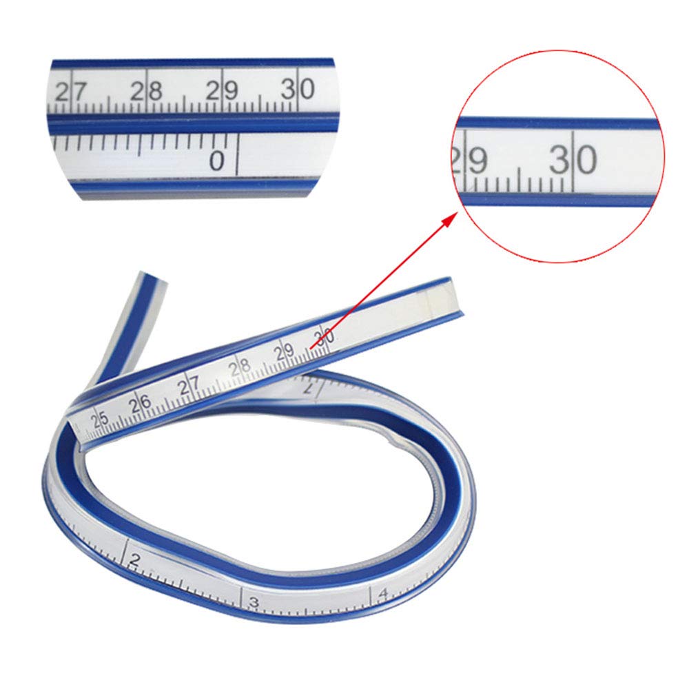 E-outstanding Flexible Curve Ruler 12 Inches Drafting Drawing Tool Plastic Soft Tape Measure Flexible Rulers 30cm - WoodArtSupply