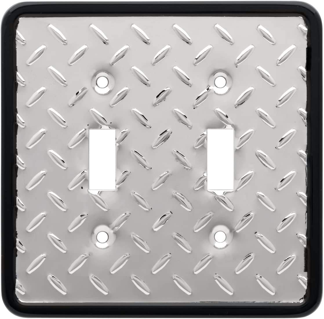 Franklin Brass Diamond Plate Wall Plate, Polished Chrome Double Switch Cover, 1-Pack, 135861 - WoodArtSupply