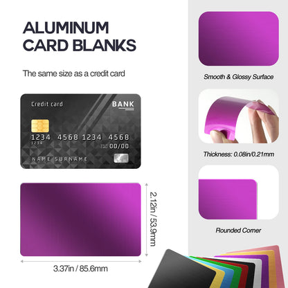 200 Pcs Metal Business Card Blanks, Colorful Aluminum Laser Engraving Blanks Multipurpose Metal Cards Laser Engraving DIY Cards for Circut, CNC,